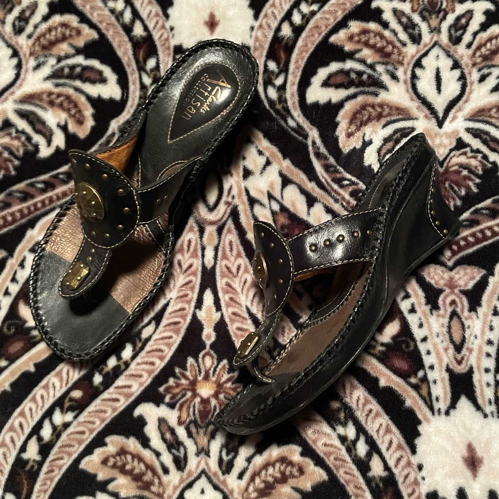 Artisan Clark’s Beaded Wedge Sandals